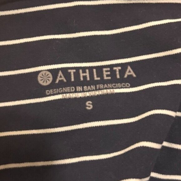 ATHLETA High Rise Stripe Salutation Tight/Leggings Navy Blue Womens Size Small - Picture 5 of 6